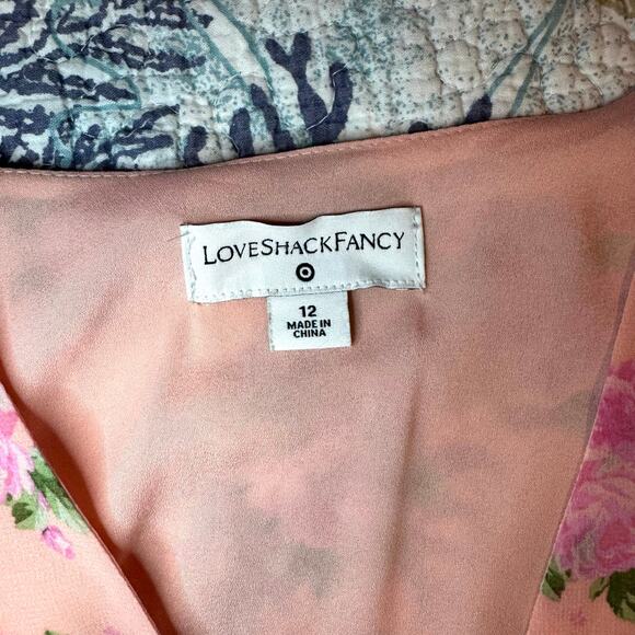 LoveShackFancy for Target Fleur Midi Dress Pink Ruffles Floral Size 12 - Picture 4 of 5